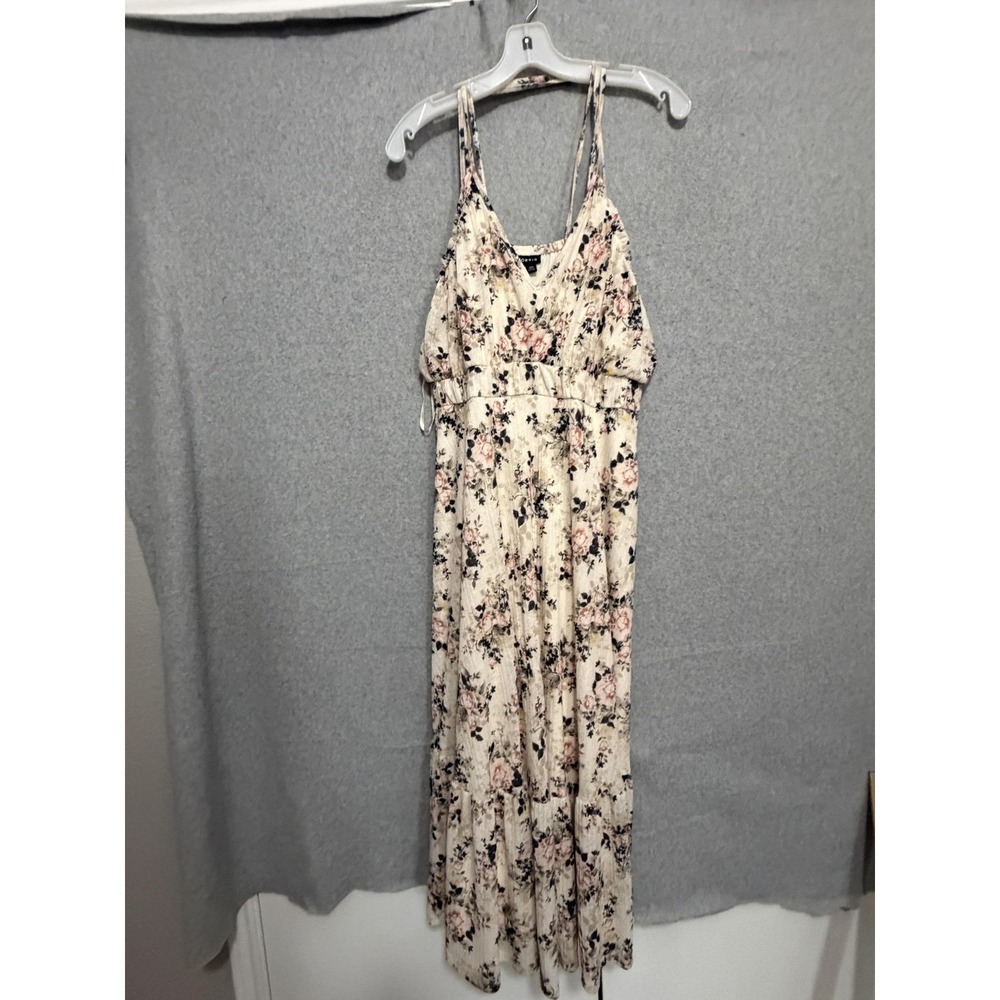 Torrid Dress Womens 00 White Floral V Neck Maxi Sundress Lined Strappy Boho